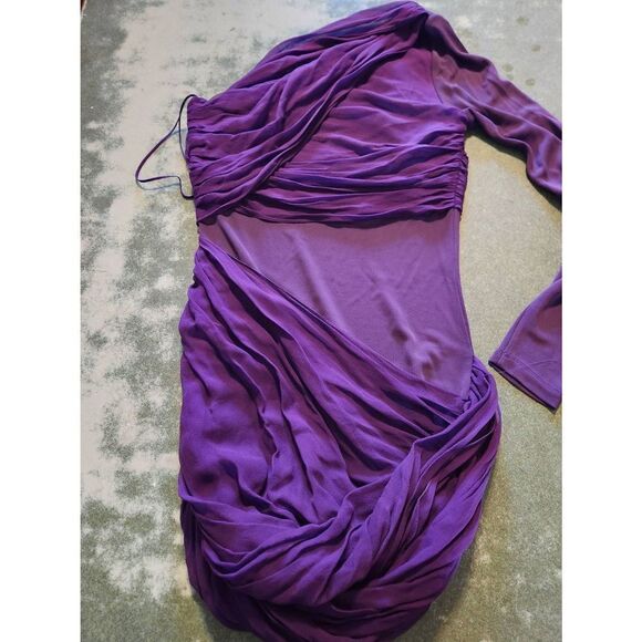 Alice+olivia purple one shoulder ruched dress sz XS - Picture 2 of 3